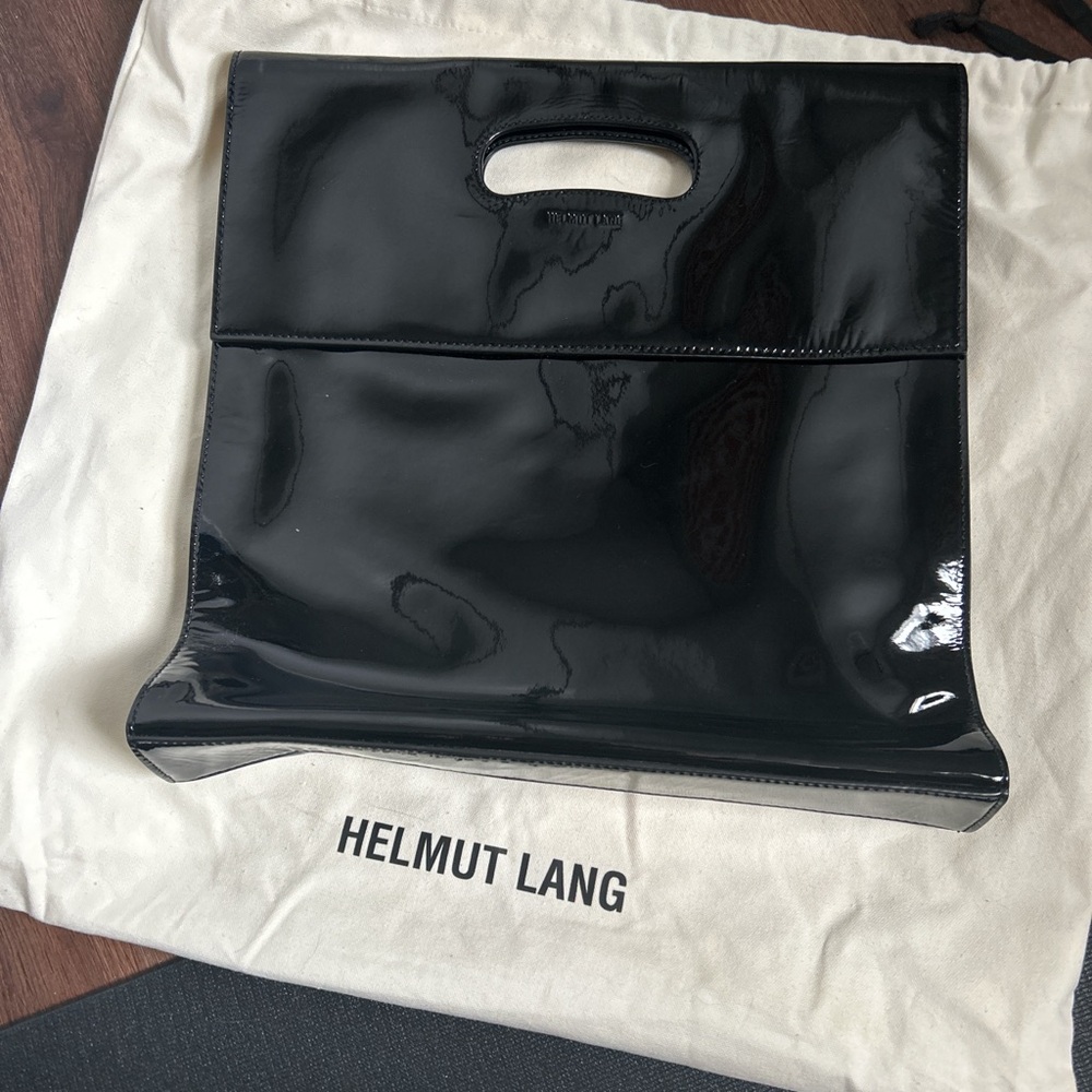 Black patent leather Helmut Lang flap bag (see photos)